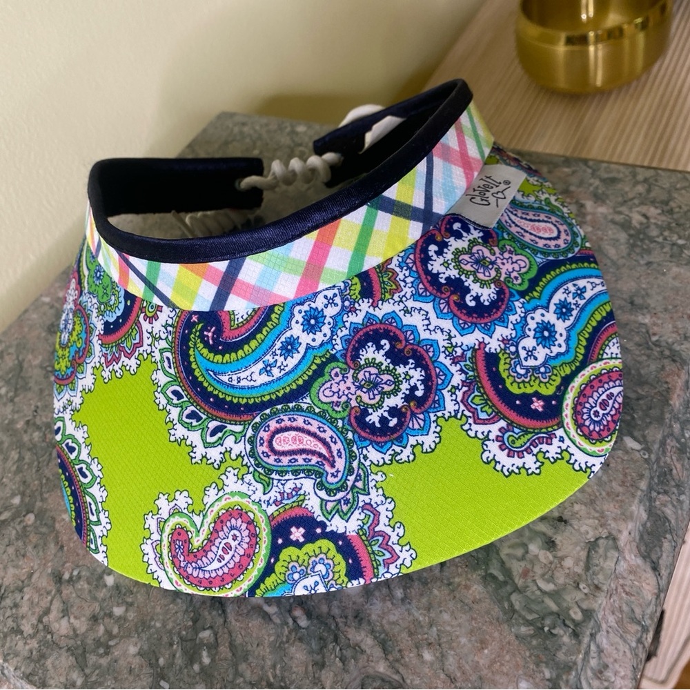 Gloveit  Paisley Visor Hat - Green and Blue check